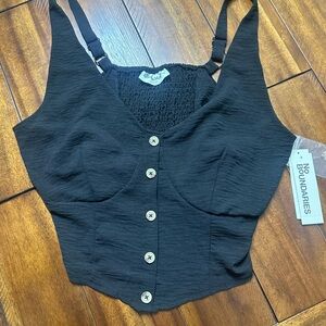 No Boundaries Black Button-Front Camisole and Pants XXL (20) NWT